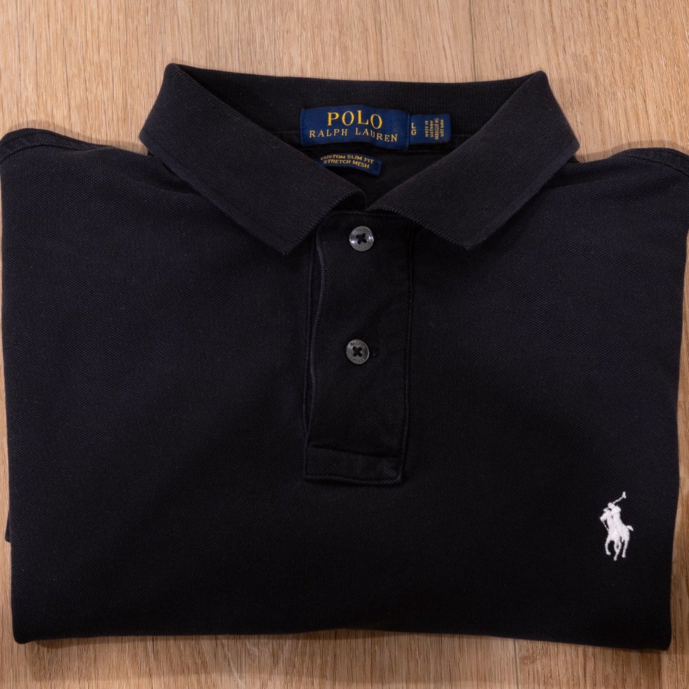 Ralph Lauren Black Short Sleeve Polo - Size L - Mint Condition - Slim Fit